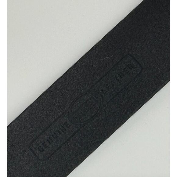 EUC Fossil Mens Genuine Leather Black Medium Belt Silver‎ Buckle w/ Flowers - Picture 4 of 6